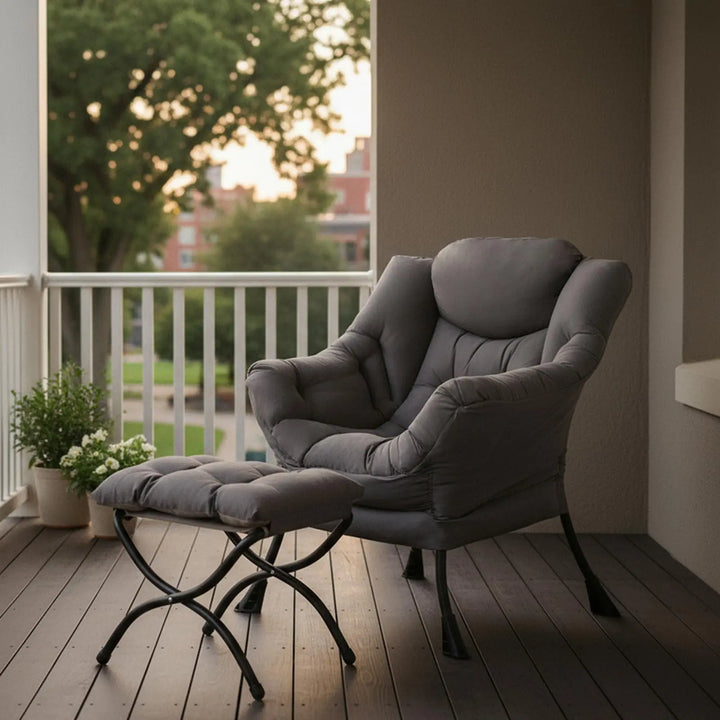 Tiita Lazy Chair with Ottoman - Dark Grey 