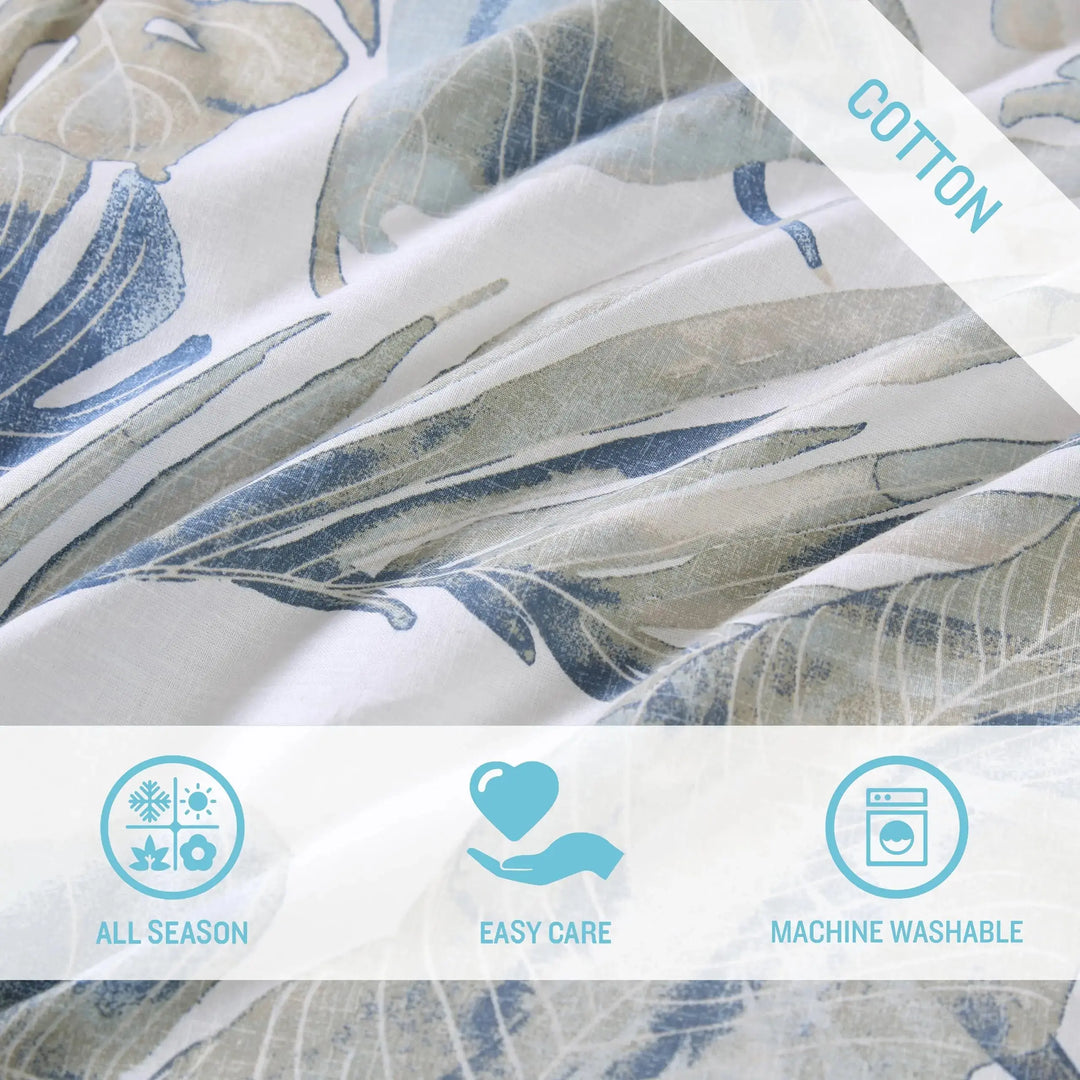 Tommy Bahama - Queen Comforter Set, Reversible Cotton Bedding with Matching Shams & Bonus Throw Pillows, All Season Home Decor (Raw Coast Blue, Queen 5pc) 
