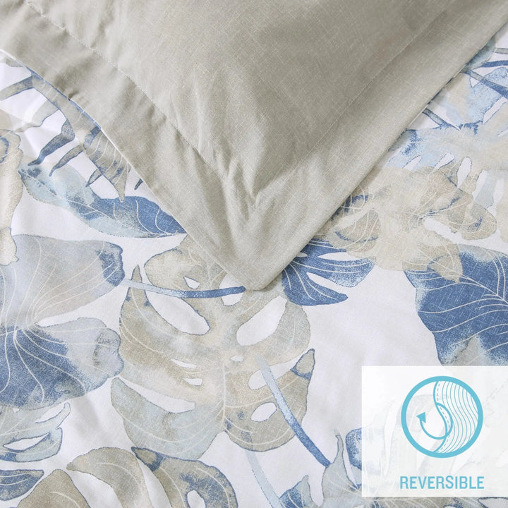 Tommy Bahama - Queen Comforter Set, Reversible Cotton Bedding with Matching Shams & Bonus Throw Pillows, All Season Home Decor (Raw Coast Blue, Queen 5pc) 