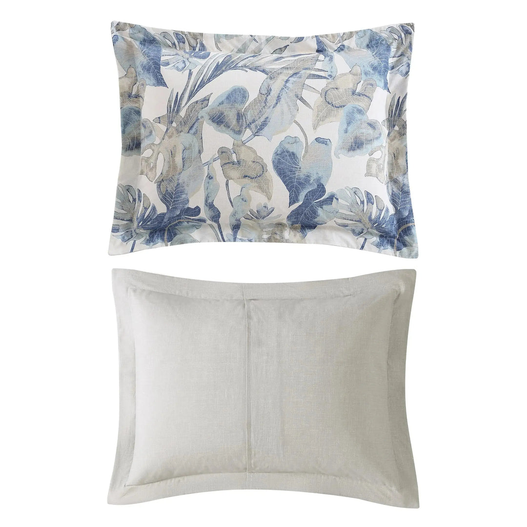 Tommy Bahama - Queen Comforter Set, Reversible Cotton Bedding with Matching Shams & Bonus Throw Pillows, All Season Home Decor (Raw Coast Blue, Queen 5pc) 