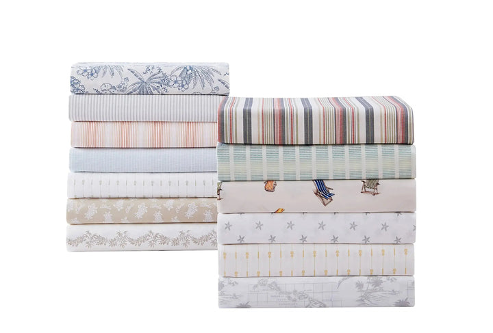 Tommy Bahama - King Sheets, Cotton Percale Bedding Set, Crisp & Cool, Stylish Home Decor (Pen and Ink Palm Blue, King)(USHSA01035855) 