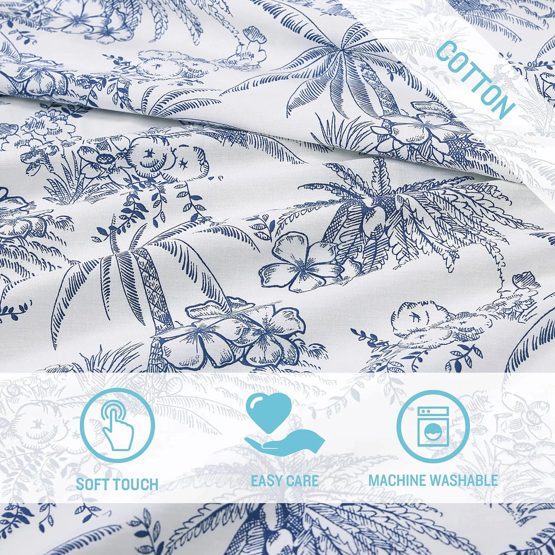 Tommy Bahama - King Sheets, Cotton Percale Bedding Set, Crisp & Cool, Stylish Home Decor (Pen and Ink Palm Blue, King)(USHSA01035855) 