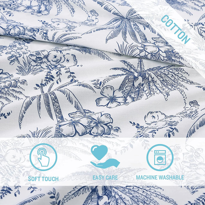 Tommy Bahama - King Sheets, Cotton Percale Bedding Set, Crisp & Cool, Stylish Home Decor (Pen and Ink Palm Blue, King)(USHSA01035855) 