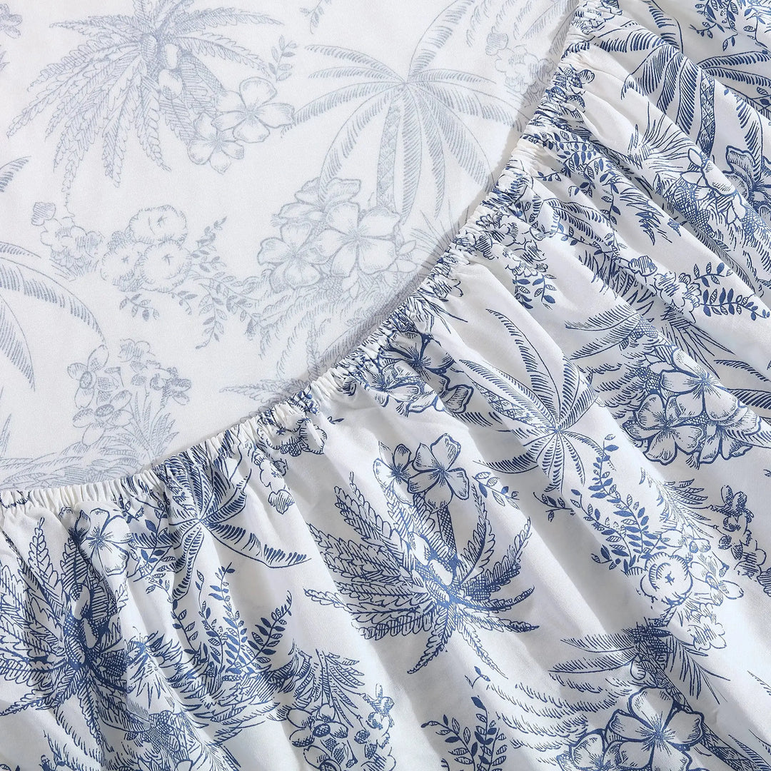 Tommy Bahama - King Sheets, Cotton Percale Bedding Set, Crisp & Cool, Stylish Home Decor (Pen and Ink Palm Blue, King)(USHSA01035855) 