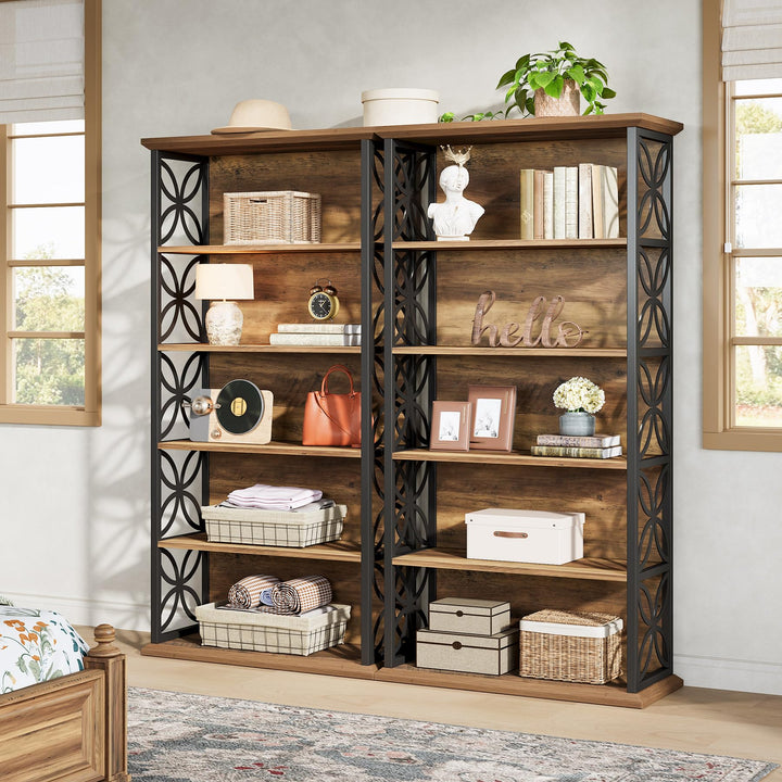 Tribesigns 6-Tier Tall Bookshelf, 71" Industrial Bookcase with Metal Frame, Freestanding Open Storage Shelves for Home Office, Living Room, Bedroom 