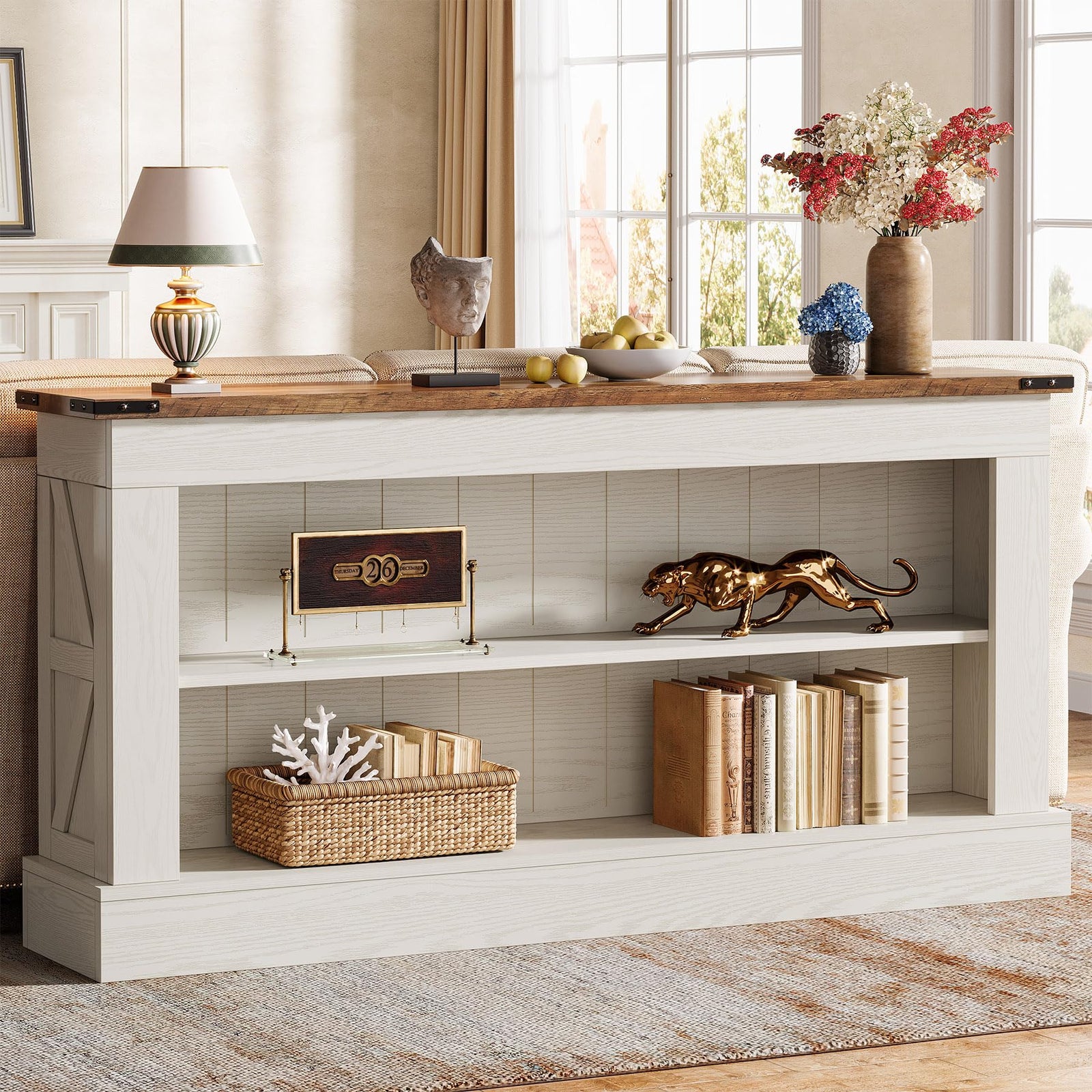 Tribesigns 63" Console Table, 3-Tier Entryway Table with Storage Shelves 