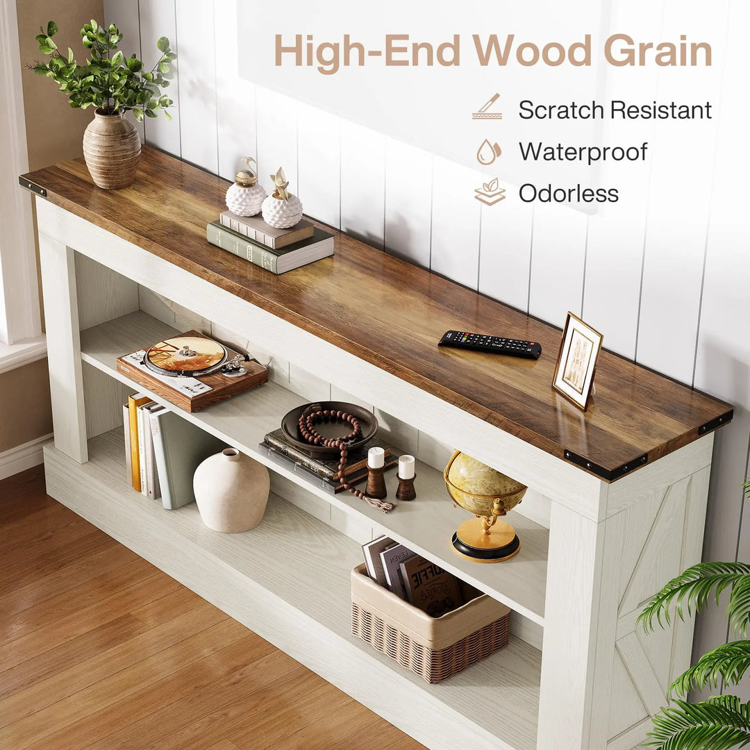 Tribesigns 63" Console Table, 3-Tier Entryway Table with Storage Shelves 