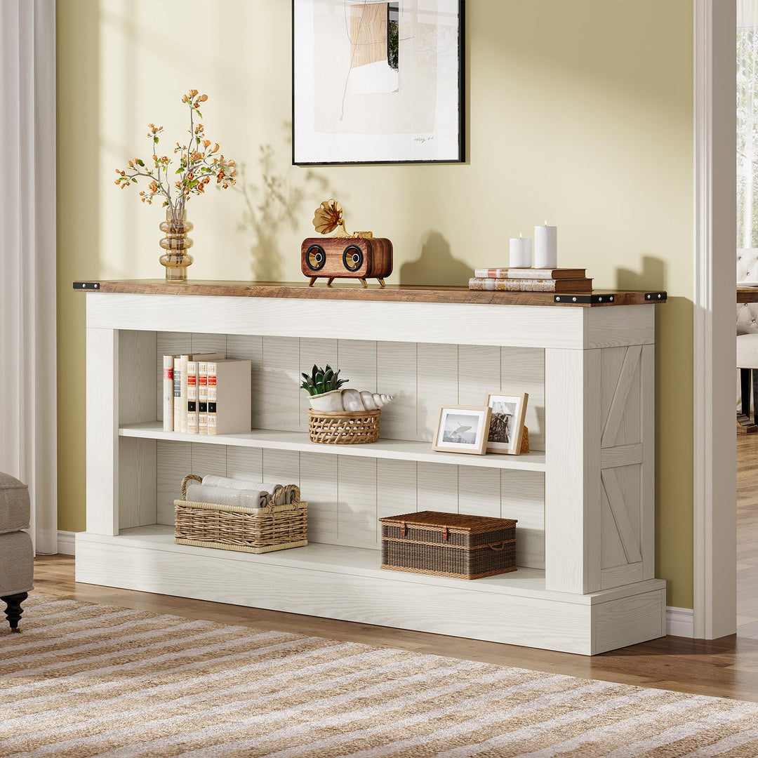 Tribesigns 63" Console Table, 3-Tier Entryway Table with Storage Shelves 