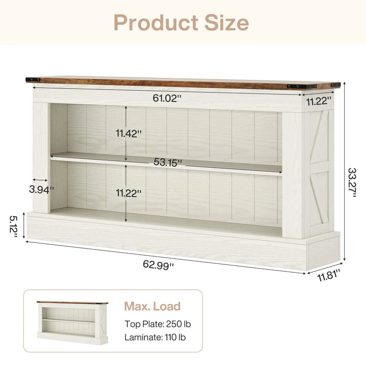 Tribesigns 63" Console Table, 3-Tier Entryway Table with Storage Shelves 