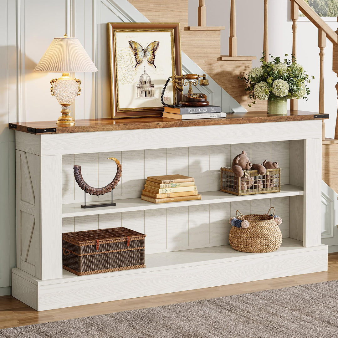 Tribesigns 63" Console Table, 3-Tier Entryway Table with Storage Shelves 