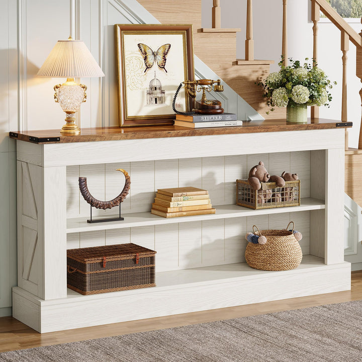 Tribesigns 63" Console Table, 3-Tier Entryway Table with Storage Shelves 