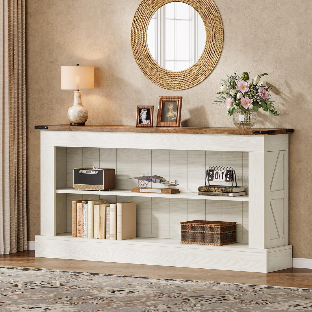 Tribesigns 63" Console Table, 3-Tier Entryway Table with Storage Shelves 