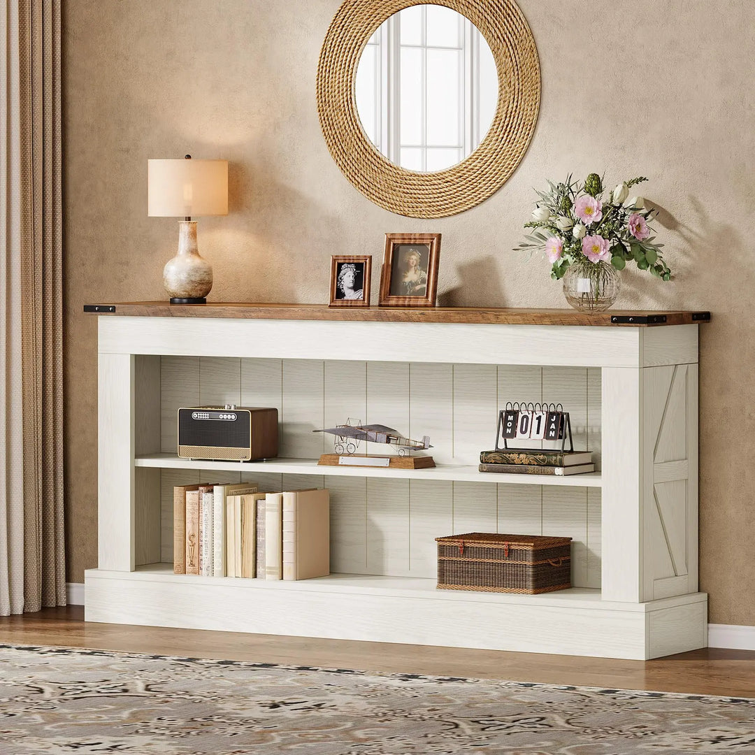 Tribesigns 63" Console Table, 3-Tier Entryway Table with Storage Shelves 