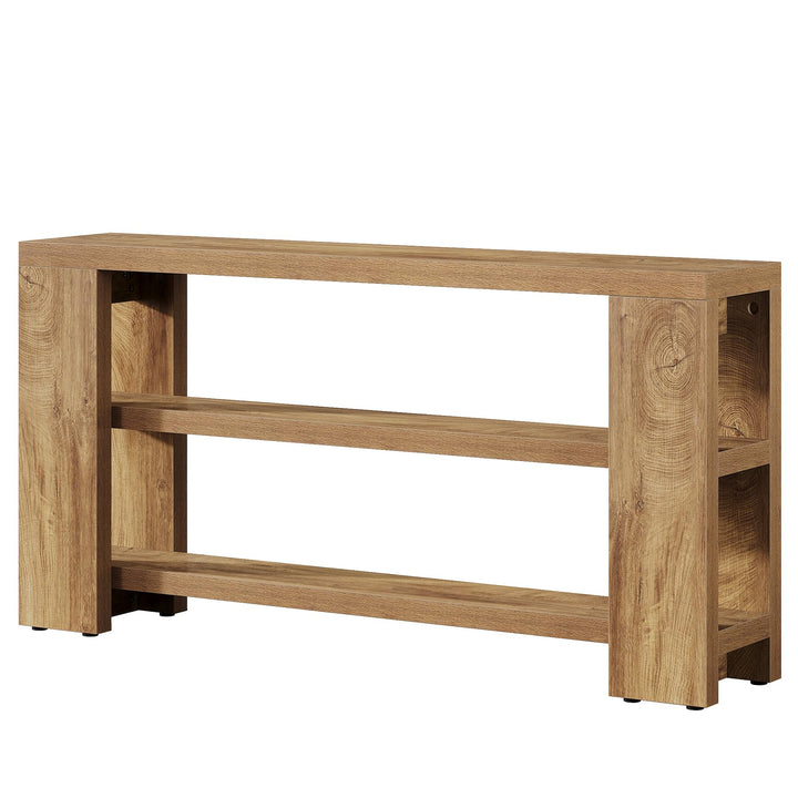 Tribesigns 70.9-Inch Extra Long Console Table with Storage, Narrow Wooden Sofa Table Behind The Couch, Farmhouse 3-Tier Entry Foyer Table for Entryway, Living Room, Hallway, Natural 