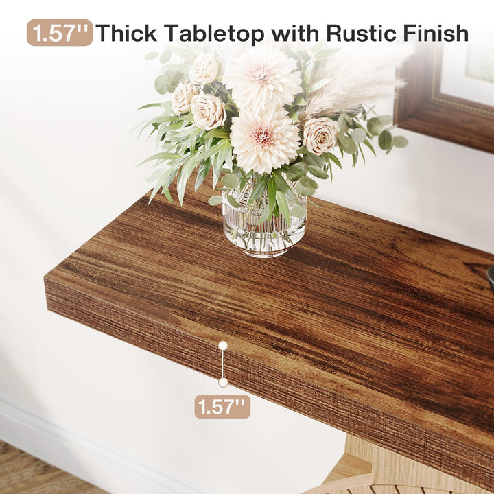 Tribesigns Console Table with Storage, Entryway Sofa Table with Shelves and Circle Base for Living Room Hallway 