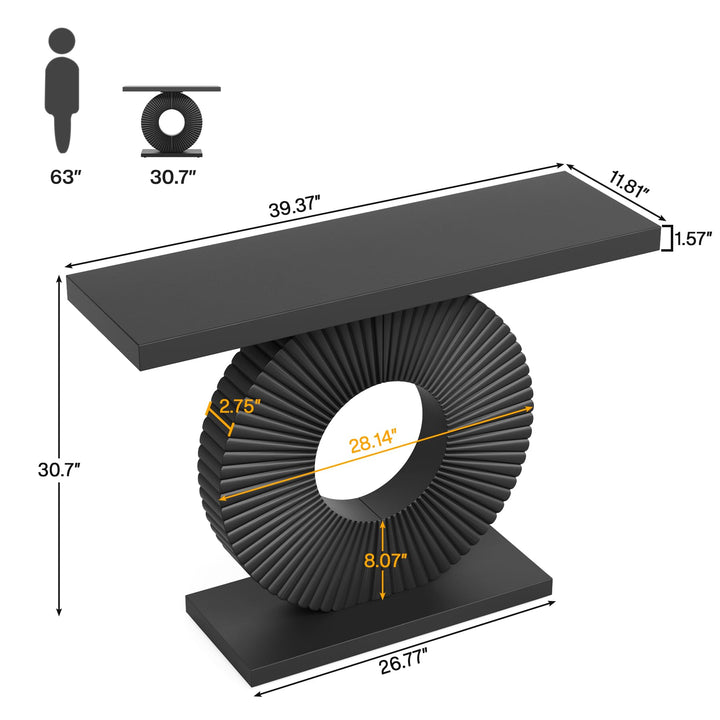 Tribesigns Modern Console Table with Geometric Base, 40 inch Wood Entryway Table Sofa Table Narrow Long, Contemporary Accent Table for Living Room, Entryway, Hallway, Black 