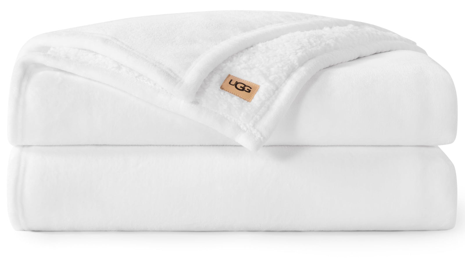 UGG Nita Queen Blanket, Reversible Plush Fleece, 90" x 90", White 