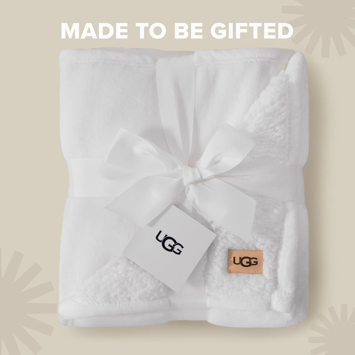 UGG Nita Queen Blanket, Reversible Plush Fleece, 90" x 90", White 