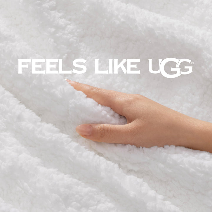 UGG Nita Queen Blanket, Reversible Plush Fleece, 90" x 90", White 