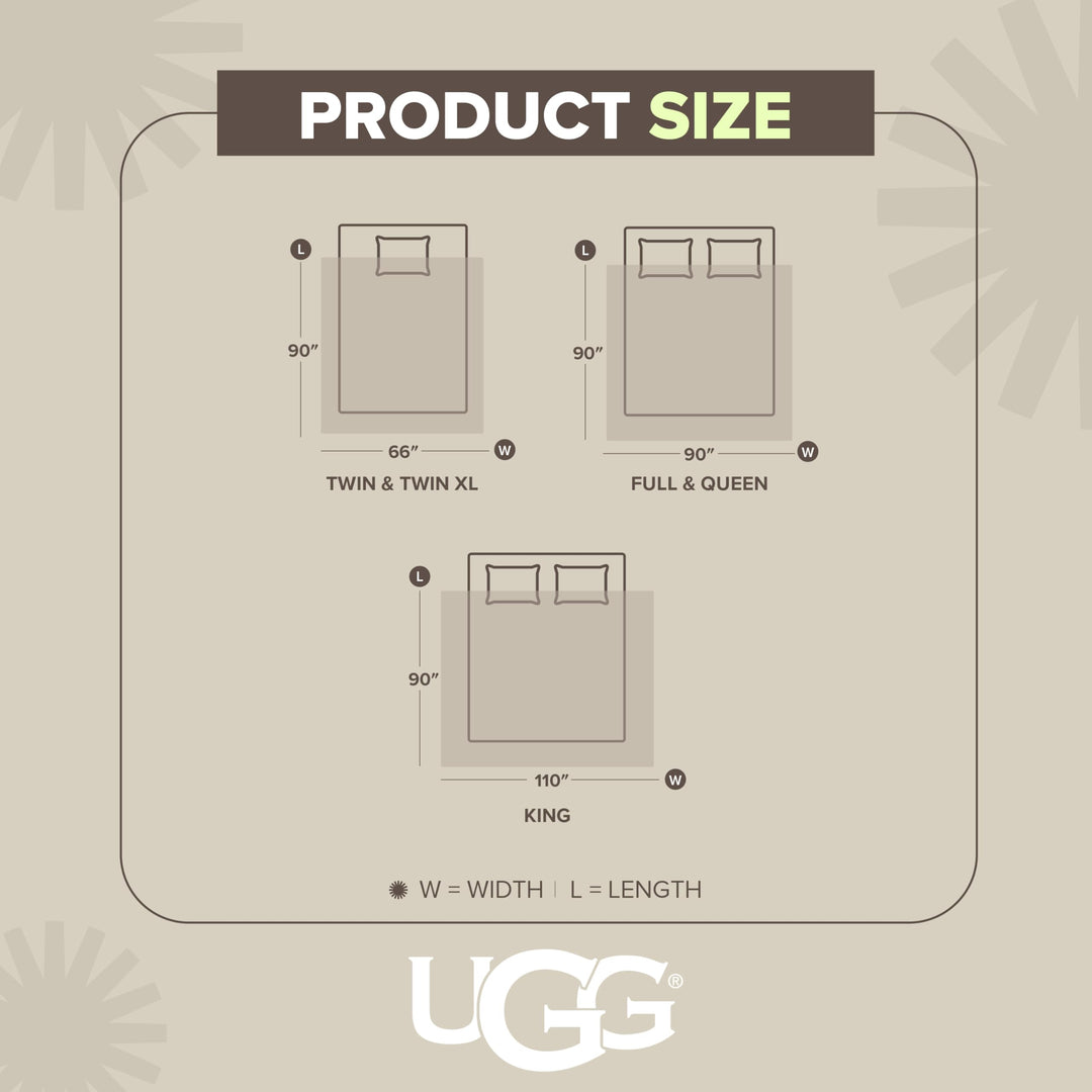 UGG Nita Queen Blanket, Reversible Plush Fleece, 90" x 90", White 