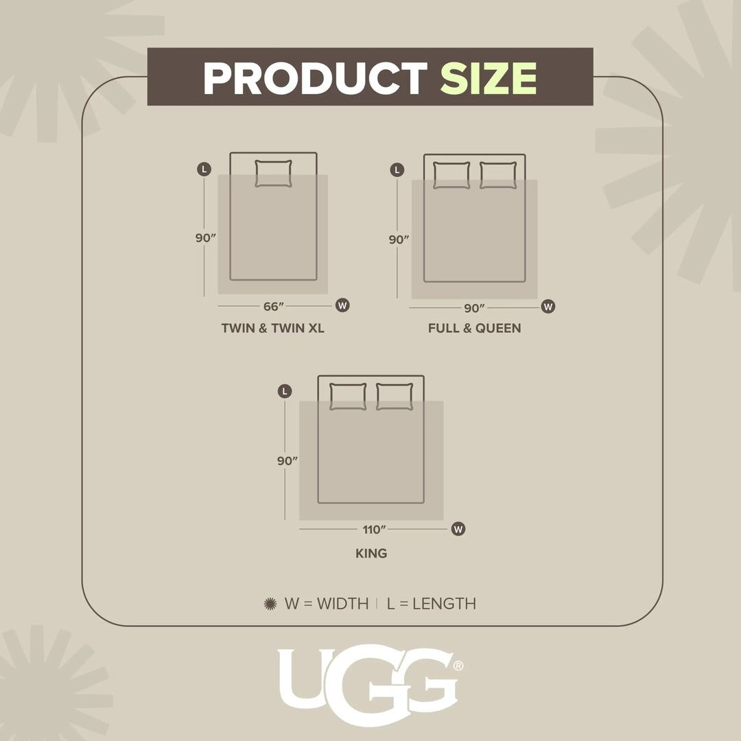 UGG Nita Queen Blanket, Reversible Plush Fleece, 90" x 90", White 