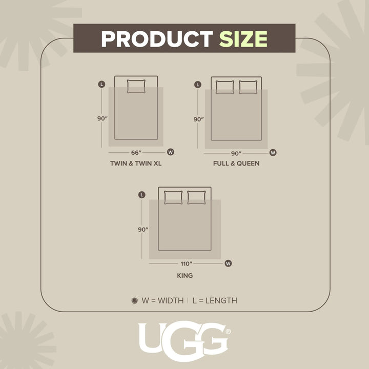 UGG Nita Queen Blanket, Reversible Plush Fleece, 90" x 90", White 