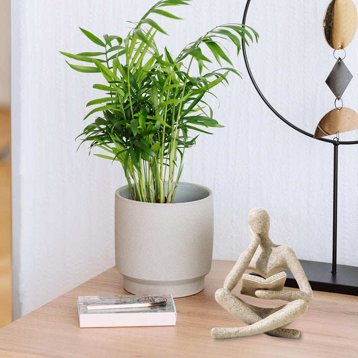 UTTCMK Bookshelf Decor Thinker Statue - Abstract Art Reading Thinker Sculpture Figurine Aesthetic, Modern Home Decoration for Living Room Office Shelves Coffee Table Desk Decor(Beige) 