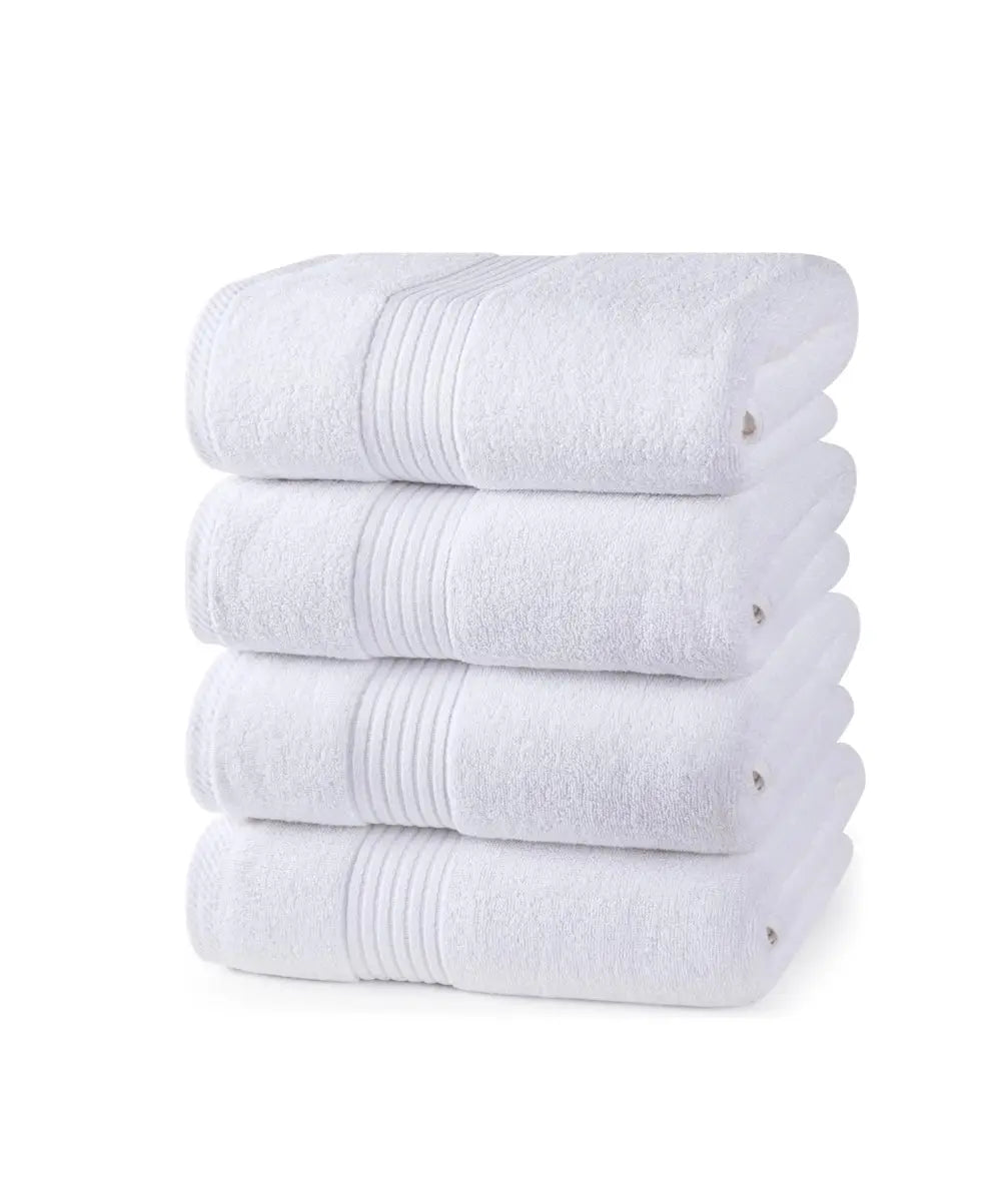 Utopia Bath Towels, 4-PC Set, 100% Ring Spun Cotton - White 