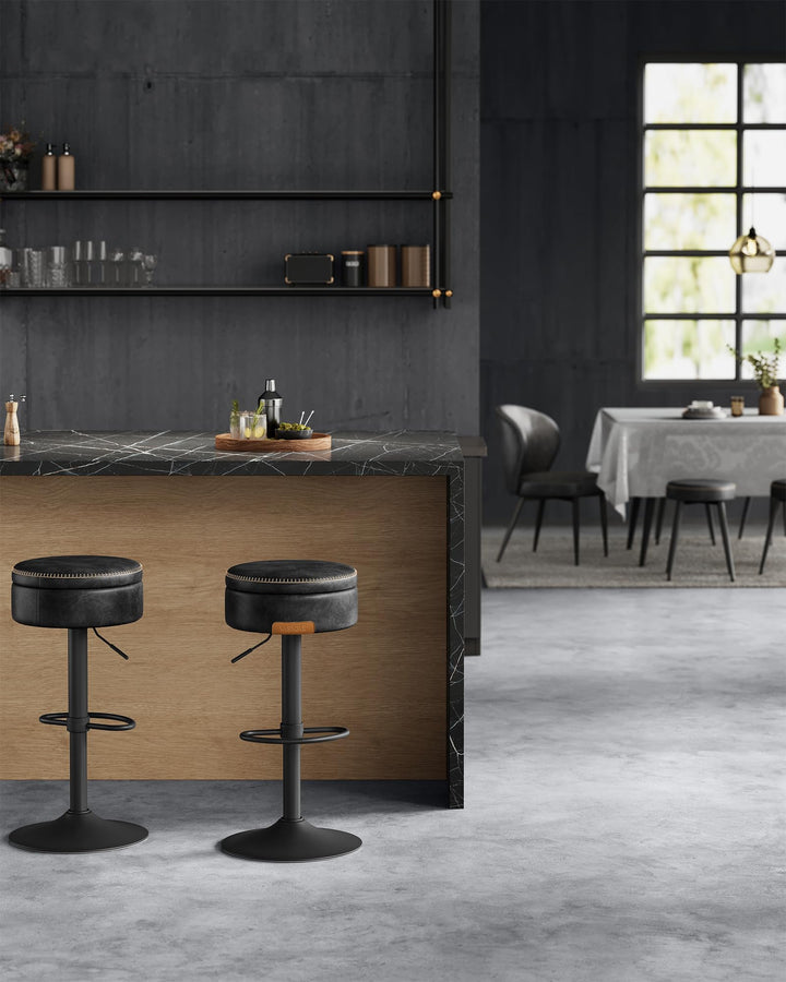 VASAGLE 360° Swivel Bar Stool, Height Adjustable, with Storage 