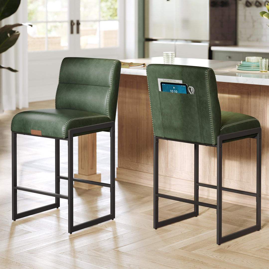 VASAGLE Bar Stools Set of 2, Counter Height Chairs with Backs, 26.4-Inch 