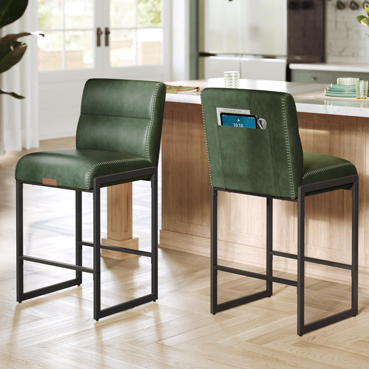 VASAGLE Bar Stools Set of 2, Counter Height Chairs with Backs, 26.4-Inch 