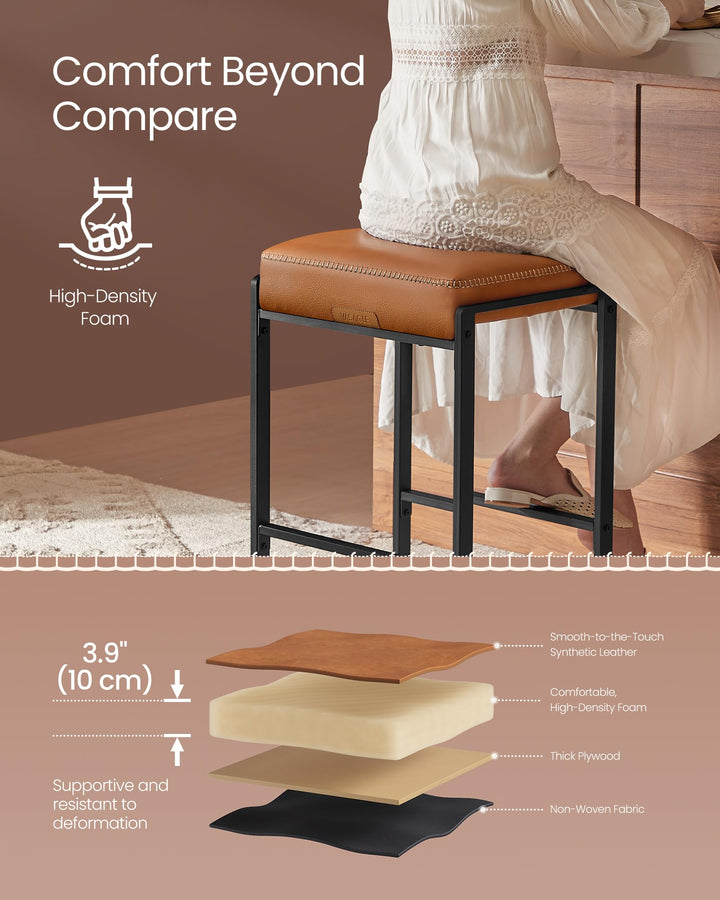 VASAGLE Bar Stools Set of 2, Counter Height, PU Leather, 26-Inch 