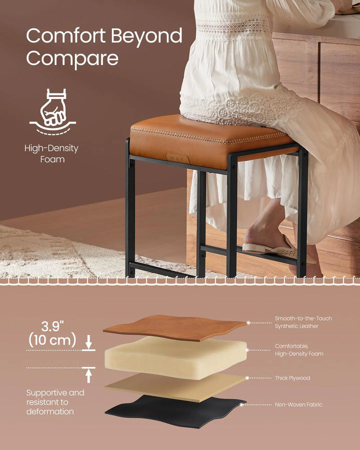 VASAGLE Bar Stools Set of 2, Counter Height, PU Leather, 26-Inch 
