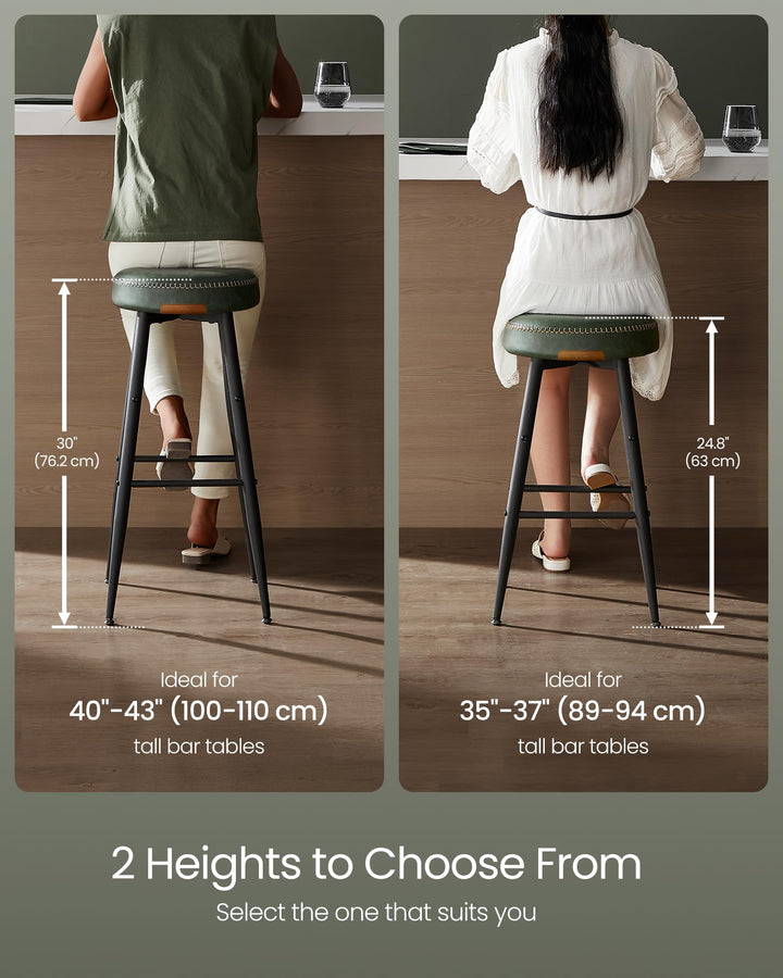 VASAGLE Bar Stools Set of 2, Kitchen Counter Stools, 24.8-Inch Tall 