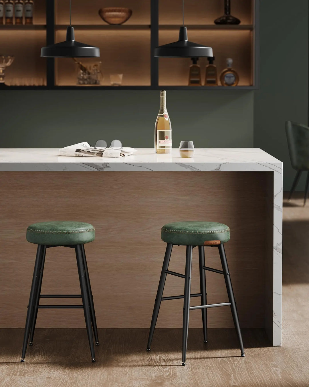 VASAGLE Bar Stools Set of 2, Kitchen Counter Stools, 24.8-Inch Tall 