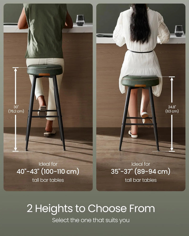 VASAGLE Bar Stools Set of 2, Kitchen Counter Stools, 24.8-Inch Tall 