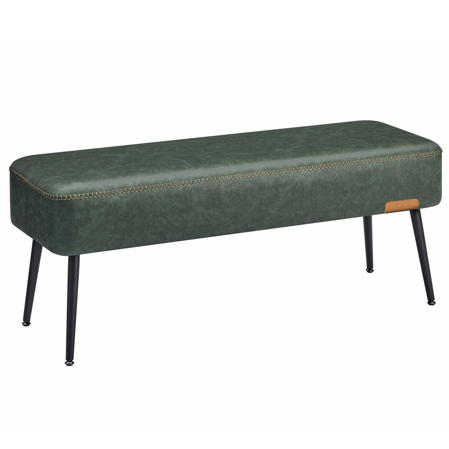 VASAGLE EKHO Collection - Bench for Entryway Bedroom, Synthetic Leather with Stitching, Ottoman Bench with Steel Legs, Living Room, Mid-Century Modern, Loads 660 lb, Forest Green ULOM076C01 