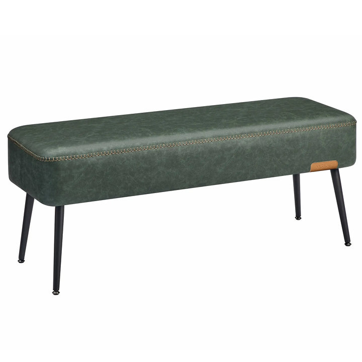 VASAGLE EKHO Collection - Bench for Entryway Bedroom, Synthetic Leather with Stitching, Ottoman Bench with Steel Legs, Living Room, Mid-Century Modern, Loads 660 lb, Forest Green ULOM076C01 