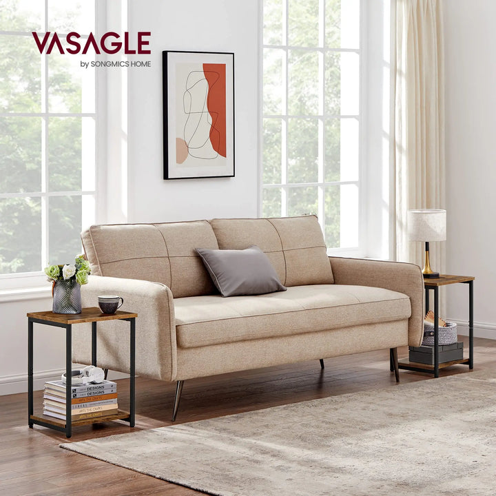 VASAGLE Side Tables Set of 2, Small End Table, Nightstand for Living Room, Bedroom, Office, Bathroom, Rustic Brown and Black ULET272B01 