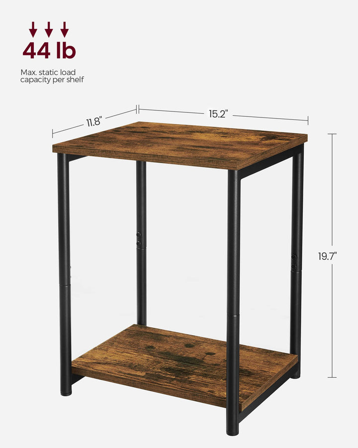 VASAGLE Side Tables Set of 2, Small End Table, Nightstand for Living Room, Bedroom, Office, Bathroom, Rustic Brown and Black ULET272B01 
