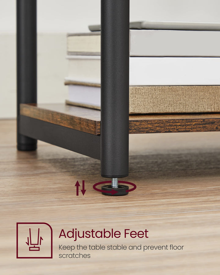VASAGLE Side Tables Set of 2, Small End Table, Nightstand for Living Room, Bedroom, Office, Bathroom, Rustic Brown and Black ULET272B01 