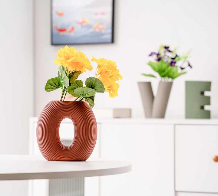VASETOPIA Creative Vase Set of 4, Modern Nordic Boho Style Flower Vases Home Decor for Living Room Kitchen Office(Green/Brown/Burgundy/Khaki) 