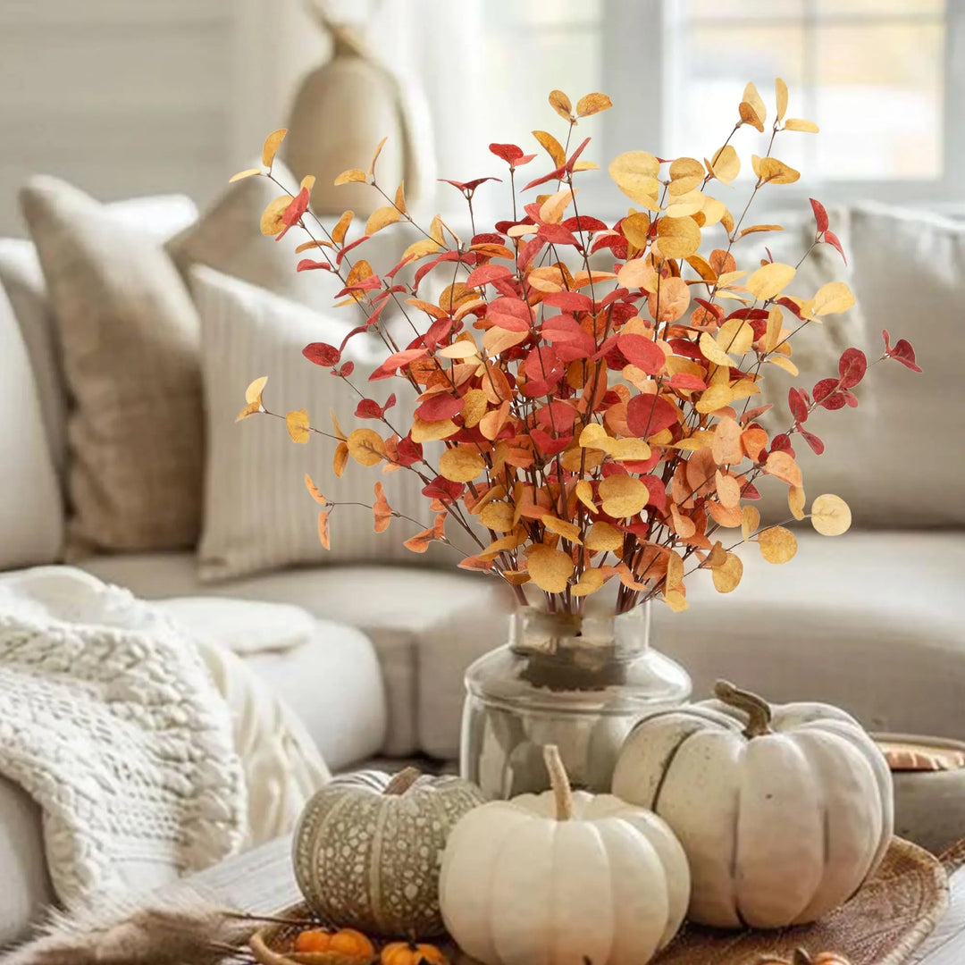 VGIA 6 Pcs Artificial Eucalyptus Stems, Fall Decorations, Autumn Leaves