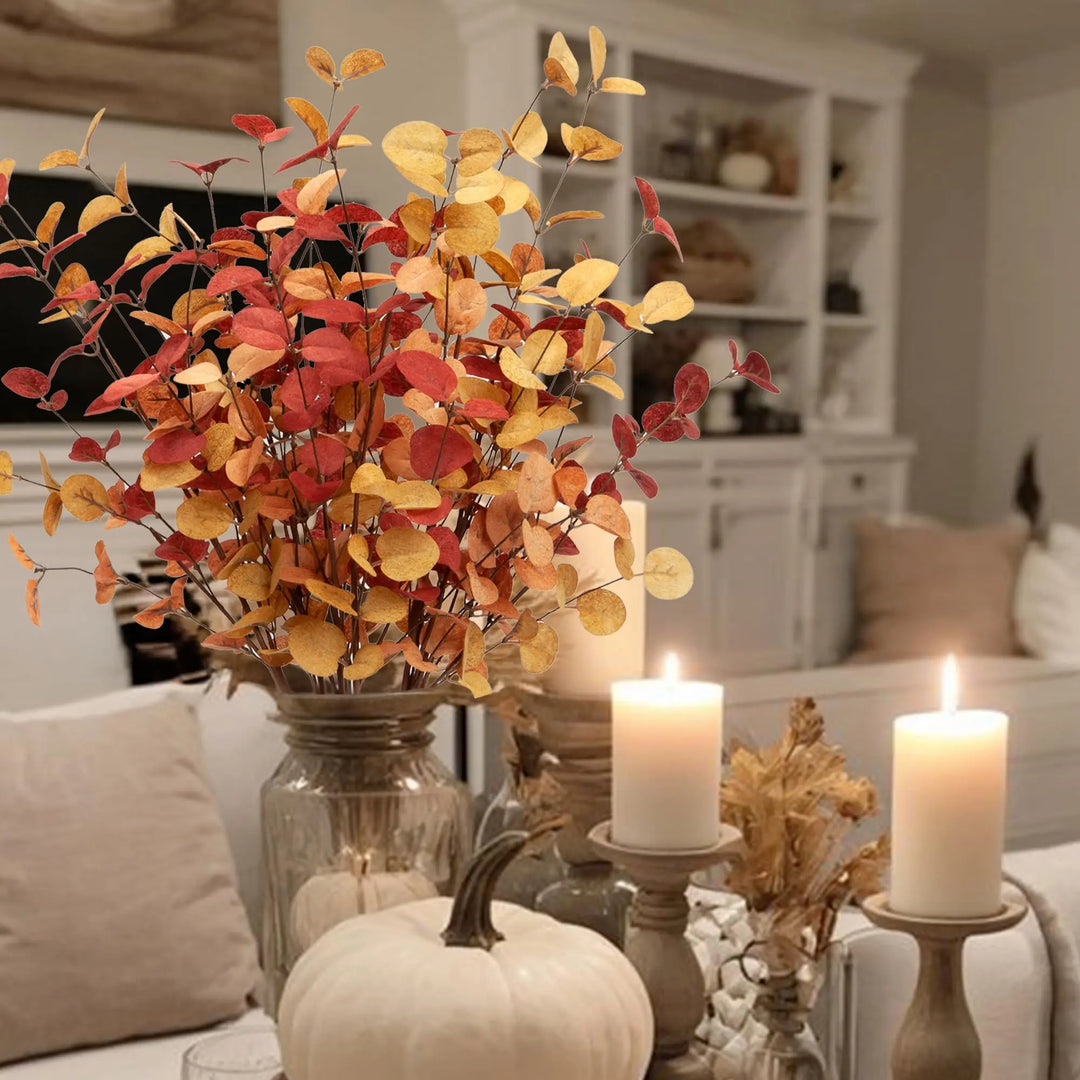 VGIA 6 Pcs Artificial Eucalyptus Stems, Fall Decorations, Autumn Leaves