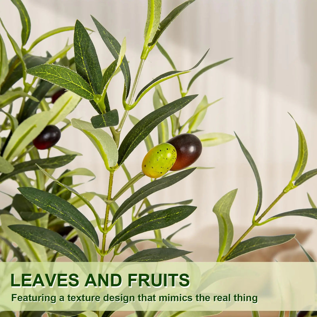 VIVATREES Olive Tree Artificial Indoor, 6ft, with White Tall Planter