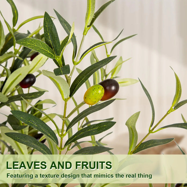 VIVATREES Olive Tree Artificial Indoor, 6ft, with White Tall Planter