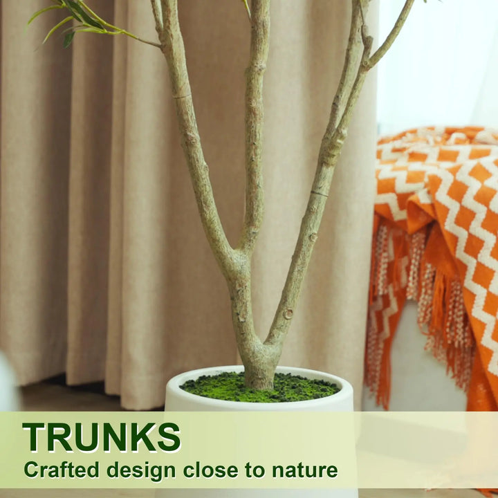VIVATREES Olive Tree Artificial Indoor, 6ft, with White Tall Planter
