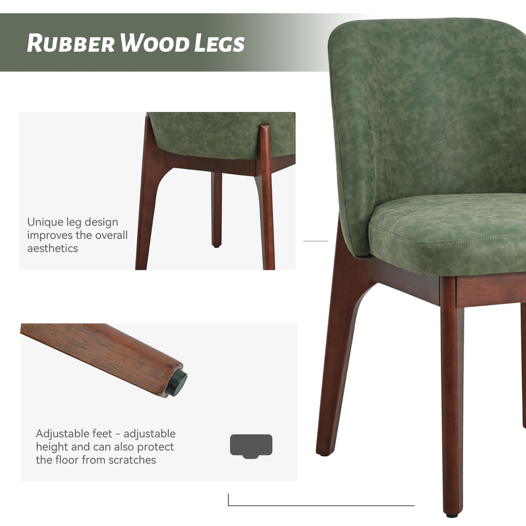 VKNOW Dining Chairs Set of 2, Faux Leather Wooden Kitchen Chairs, Green 