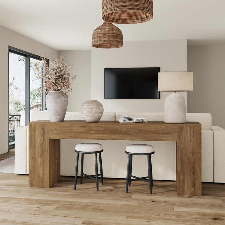 VORPLEKOM 79" Extra Long Console Table - Natural Oak 