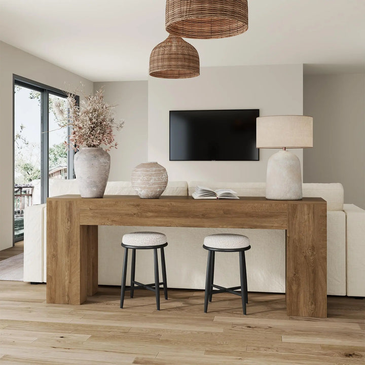 VORPLEKOM 79" Extra Long Console Table - Natural Oak 